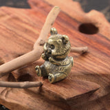 Maxbell Brass Panda Bear Figurine Small Desktop Panda Bear for Office Home Bookshelf