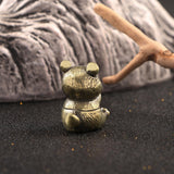 Maxbell Brass Panda Bear Figurine Small Desktop Panda Bear for Office Home Bookshelf
