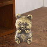 Maxbell Brass Panda Bear Figurine Small Desktop Panda Bear for Office Home Bookshelf