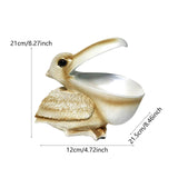 Maxbell Pelican Figurine Decorative Animal Sculpture for Table Entrance Decor White Gold
