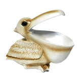 Maxbell Pelican Figurine Decorative Animal Sculpture for Table Entrance Decor White Gold