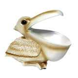 Maxbell Pelican Figurine Decorative Animal Sculpture for Table Entrance Decor White Gold