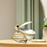 Maxbell Pelican Figurine Decorative Animal Sculpture for Table Entrance Decor White Gold