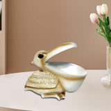 Maxbell Pelican Figurine Decorative Animal Sculpture for Table Entrance Decor White Gold