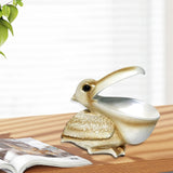 Maxbell Pelican Figurine Decorative Animal Sculpture for Table Entrance Decor White Gold