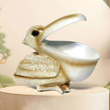 Maxbell Pelican Figurine Decorative Animal Sculpture for Table Entrance Decor White Gold