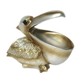 Maxbell Pelican Figurine Decorative Animal Sculpture for Table Entrance Decor Gray Gold