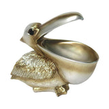 Maxbell Pelican Figurine Decorative Animal Sculpture for Table Entrance Decor Gray Gold