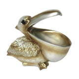 Maxbell Pelican Figurine Decorative Animal Sculpture for Table Entrance Decor Gray Gold