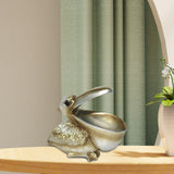 Maxbell Pelican Figurine Decorative Animal Sculpture for Table Entrance Decor Gray Gold