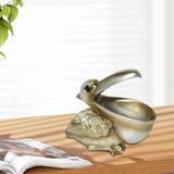 Maxbell Pelican Figurine Decorative Animal Sculpture for Table Entrance Decor Gray Gold