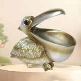 Maxbell Pelican Figurine Decorative Animal Sculpture for Table Entrance Decor Gray Gold
