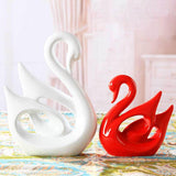 Maxbell 2x Swan Sculptures Decor Collectible Figurine for Anniversary Wedding Office