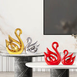 Maxbell 2x Swan Sculptures Decor Collectible Figurine for Anniversary Wedding Office