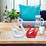 Maxbell 2x Swan Sculptures Decor Collectible Figurine for Anniversary Wedding Office
