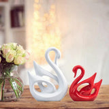 Maxbell 2x Swan Sculptures Decor Collectible Figurine for Anniversary Wedding Office