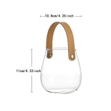 Maxbell Glass Storage Jar Belt Handle Flower Vase for Tabletop Indoor Plants Bedroom Small