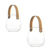 Maxbell Glass Storage Jar Belt Handle Flower Vase for Tabletop Indoor Plants Bedroom Small