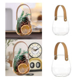 Maxbell Glass Storage Jar Belt Handle Flower Vase for Tabletop Indoor Plants Bedroom Small