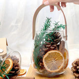 Maxbell Glass Storage Jar Belt Handle Flower Vase for Tabletop Indoor Plants Bedroom Large