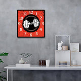 Maxbell Fitness Dumbbell Pattern Square Wall Clock 30x30cm for Bathroom Multipurpose