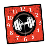 Maxbell Fitness Dumbbell Pattern Square Wall Clock 30x30cm for Bathroom Multipurpose
