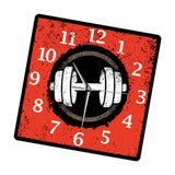 Maxbell Fitness Dumbbell Pattern Square Wall Clock 30x30cm for Bathroom Multipurpose
