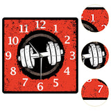 Maxbell Fitness Dumbbell Pattern Square Wall Clock 30x30cm for Bathroom Multipurpose