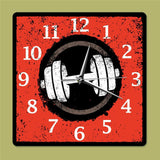 Maxbell Fitness Dumbbell Pattern Square Wall Clock 30x30cm for Bathroom Multipurpose