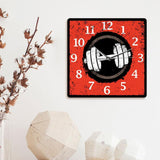 Maxbell Fitness Dumbbell Pattern Square Wall Clock 30x30cm for Bathroom Multipurpose