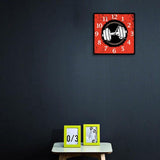 Maxbell Fitness Dumbbell Pattern Square Wall Clock 30x30cm for Bathroom Multipurpose