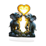 Maxbell 2D Elephant Couple Decoration Desktop Ornament for Cabinet Shelf Dining Room