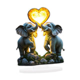 Maxbell 2D Elephant Couple Decoration Desktop Ornament for Cabinet Shelf Dining Room