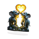 Maxbell 2D Elephant Couple Decoration Desktop Ornament for Cabinet Shelf Dining Room