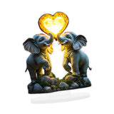 Maxbell 2D Elephant Couple Decoration Desktop Ornament for Cabinet Shelf Dining Room