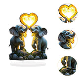 Maxbell 2D Elephant Couple Decoration Desktop Ornament for Cabinet Shelf Dining Room