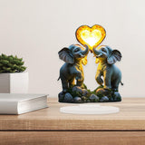 Maxbell 2D Elephant Couple Decoration Desktop Ornament for Cabinet Shelf Dining Room
