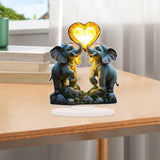 Maxbell 2D Elephant Couple Decoration Desktop Ornament for Cabinet Shelf Dining Room