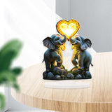 Maxbell 2D Elephant Couple Decoration Desktop Ornament for Cabinet Shelf Dining Room
