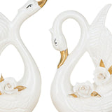 Maxbell 2x Couple Swan Statues Tabletop Ornament for Cabinet Table Centerpiece Decor