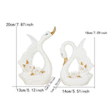 Maxbell 2x Couple Swan Statues Tabletop Ornament for Cabinet Table Centerpiece Decor
