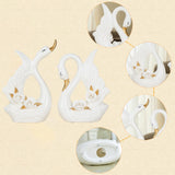 Maxbell 2x Couple Swan Statues Tabletop Ornament for Cabinet Table Centerpiece Decor