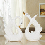 Maxbell 2x Couple Swan Statues Tabletop Ornament for Cabinet Table Centerpiece Decor