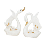 Maxbell 2x Couple Swan Statues Tabletop Ornament for Cabinet Table Centerpiece Decor