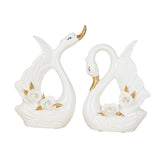 Maxbell 2x Couple Swan Statues Tabletop Ornament for Cabinet Table Centerpiece Decor
