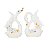 Maxbell 2x Couple Swan Statues Tabletop Ornament for Cabinet Table Centerpiece Decor