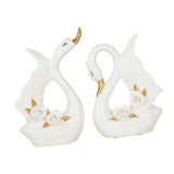 Maxbell 2x Couple Swan Statues Tabletop Ornament for Cabinet Table Centerpiece Decor