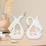 Maxbell 2x Couple Swan Statues Tabletop Ornament for Cabinet Table Centerpiece Decor