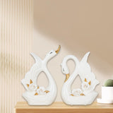 Maxbell 2x Couple Swan Statues Tabletop Ornament for Cabinet Table Centerpiece Decor