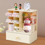 Maxbell Desk Organzier with Drawer Home Sticky Note Tray Stationary Makeup Organizer beige